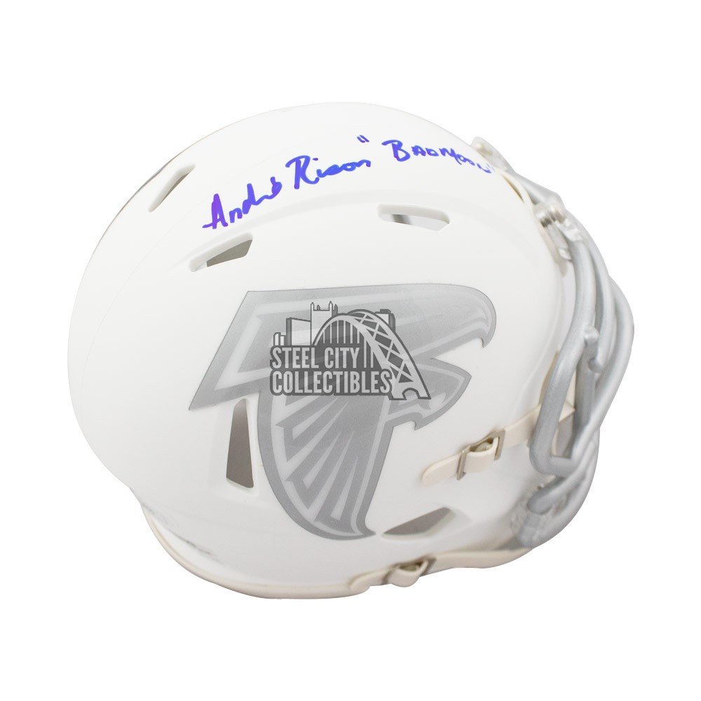 Andre Rison Signed Atlanta Falcons Mini Helmet Inscribed Bad Moon