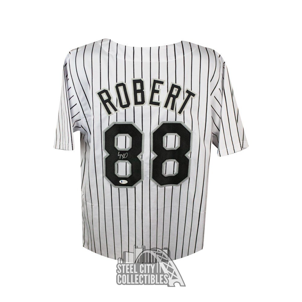 Luis Robert Autographed Chicago Custom Stripes Baseball Jersey - BAS COA