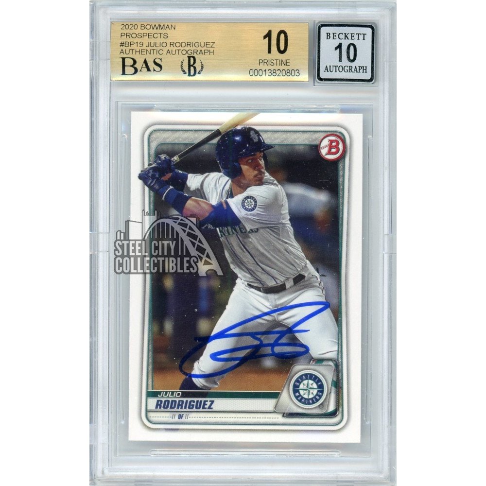 Julio Rodriguez 2020 Bowman Autographed Card #BP-19 BGS 10 BAS 10 ...