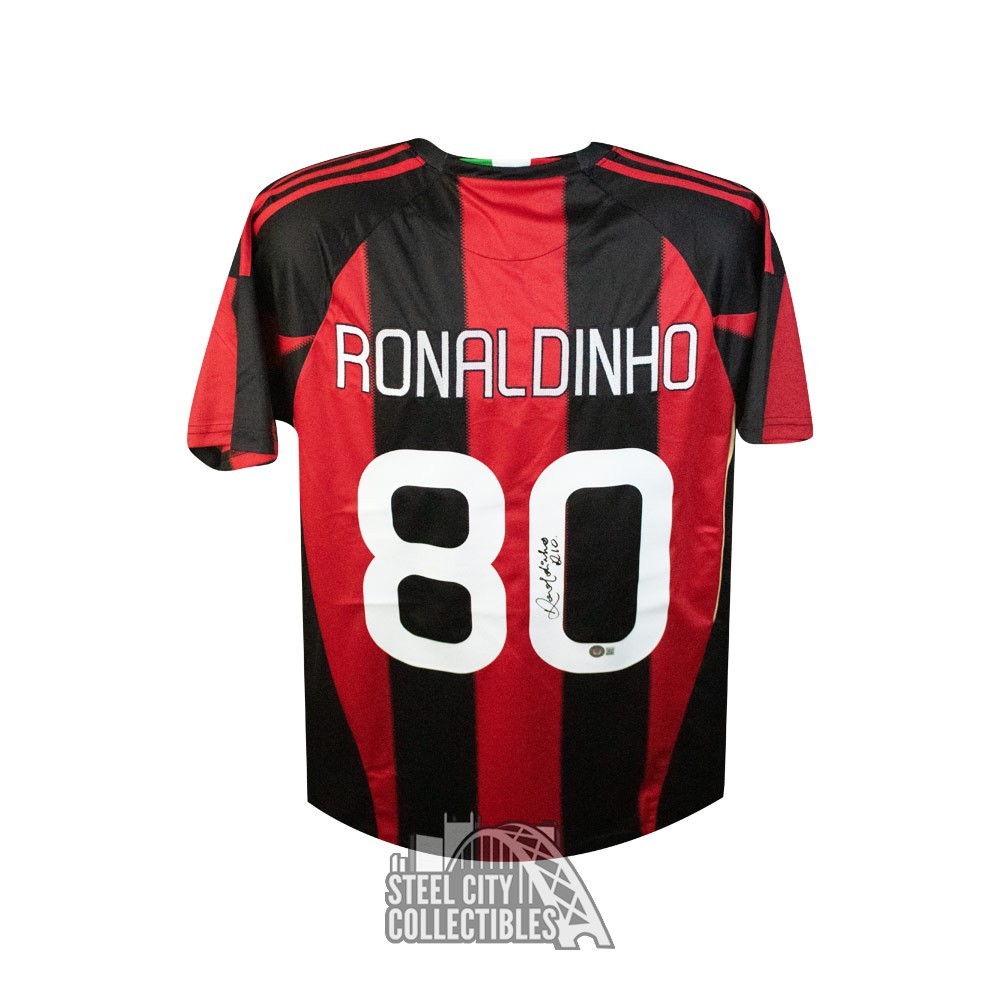 Ronaldinho Autographed Milan Adidas Soccer Jersey BAS COA | Steel City Collectibles