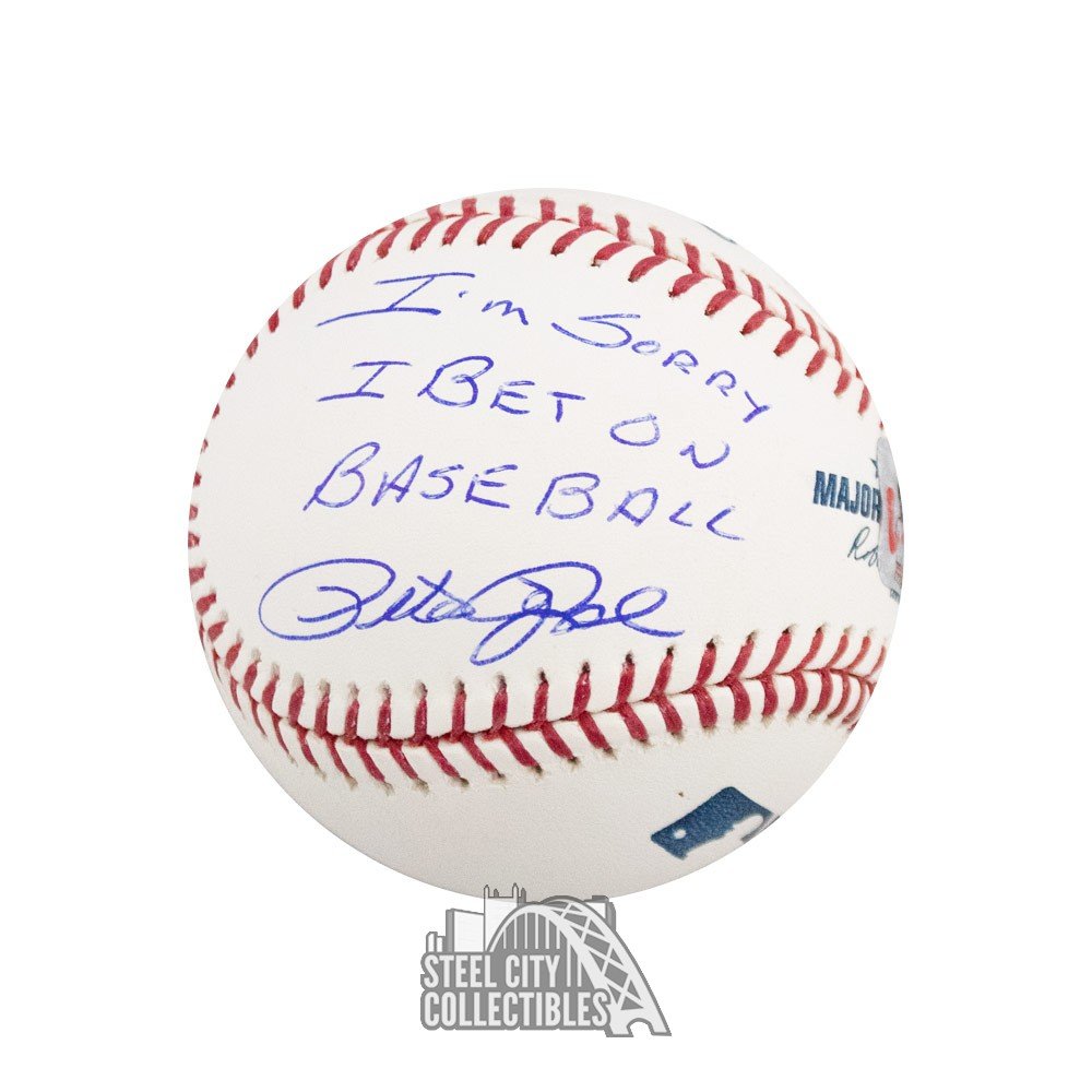 Pete Rose Cincinnati Reds Signed MLB Baseball Sorry I Bet on Baseball BAS