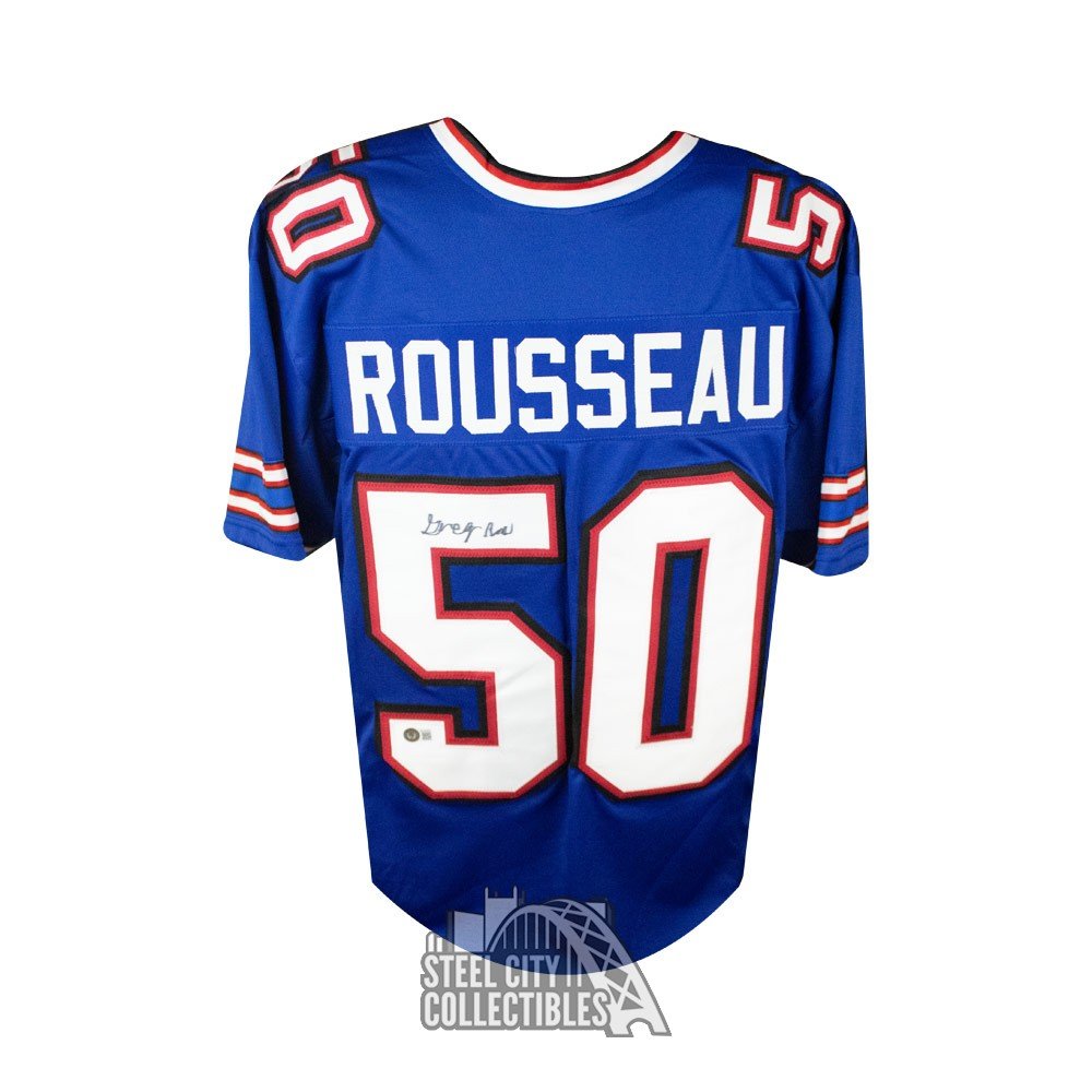 Gregory Rousseau Autographed Buffalo Custom Football Jersey - BAS COA