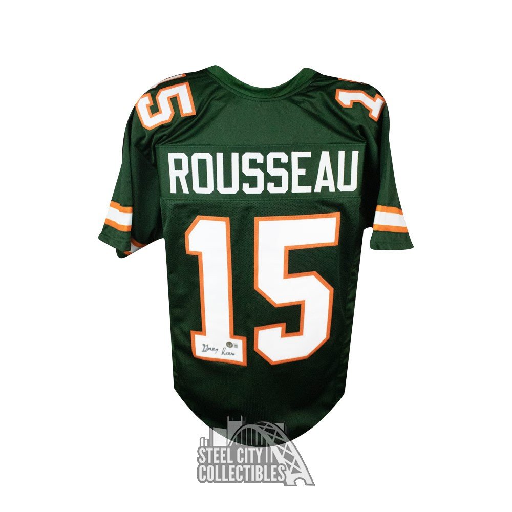 Gregory Rousseau Autographed Miami Custom Football Jersey - BAS COA