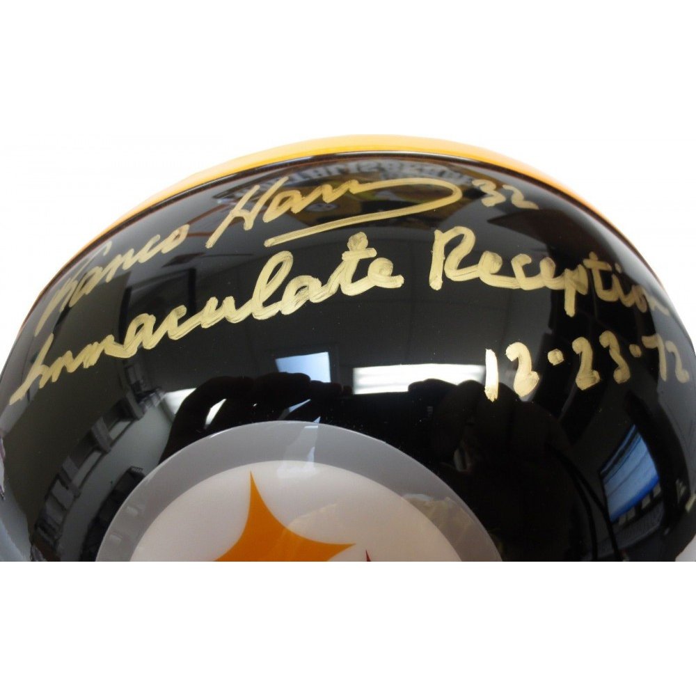 Franco Harris Autographed Pittsburgh Steelers Black Mini Helmet - JSA COA