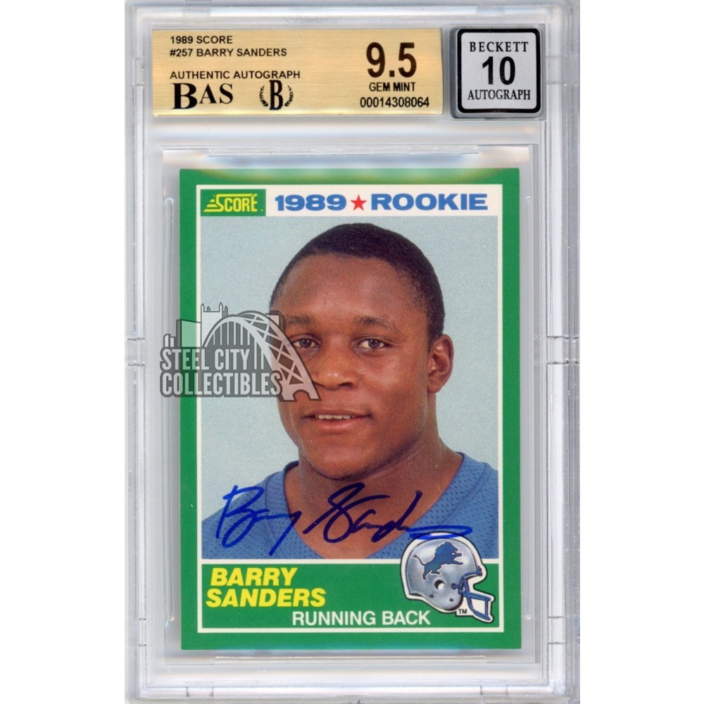 Barry Sanders 1989 Score Autographed Rookie Card #257 BGS 9.5 BAS 10 ...