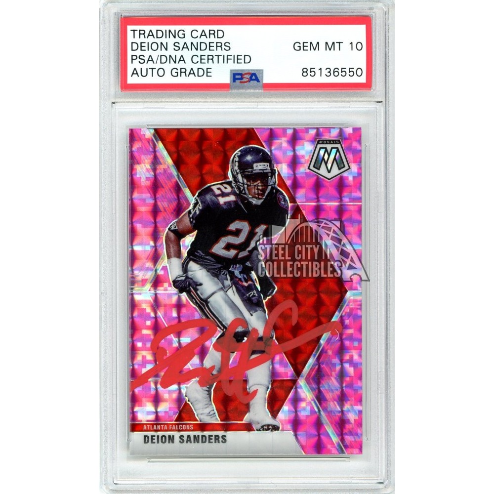 Deion Sanders 2020 Panini Mosaic Pink Autograph Card #18 PSA/DNA 10 ...