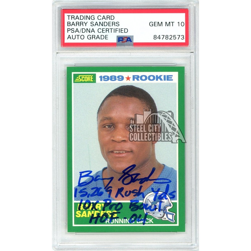 Barry Sanders 1989 Score Autograph RC Card #257 PSA/DNA 10 (3 ...