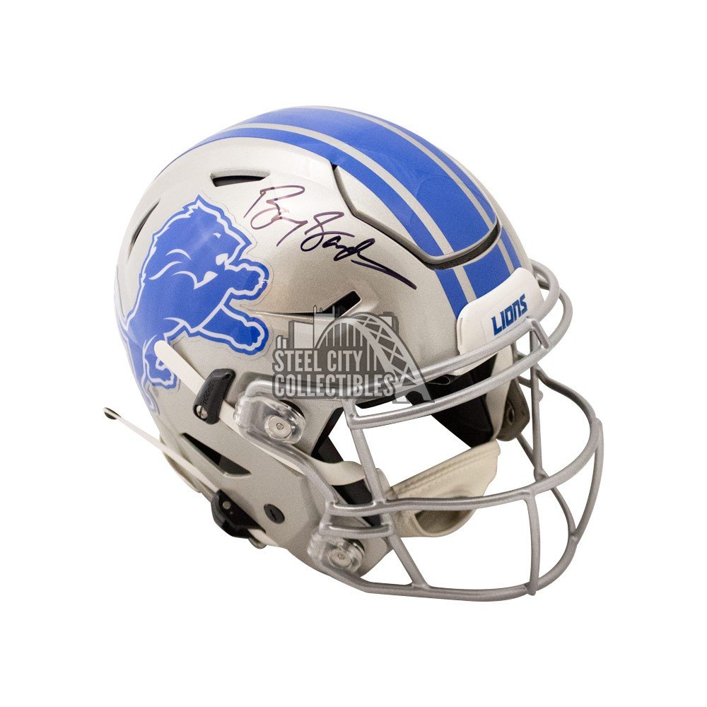 Barry Sanders Autographed Lions Speed Flex Lunar Eclipse Full-Size Football  Helmet - BAS COA