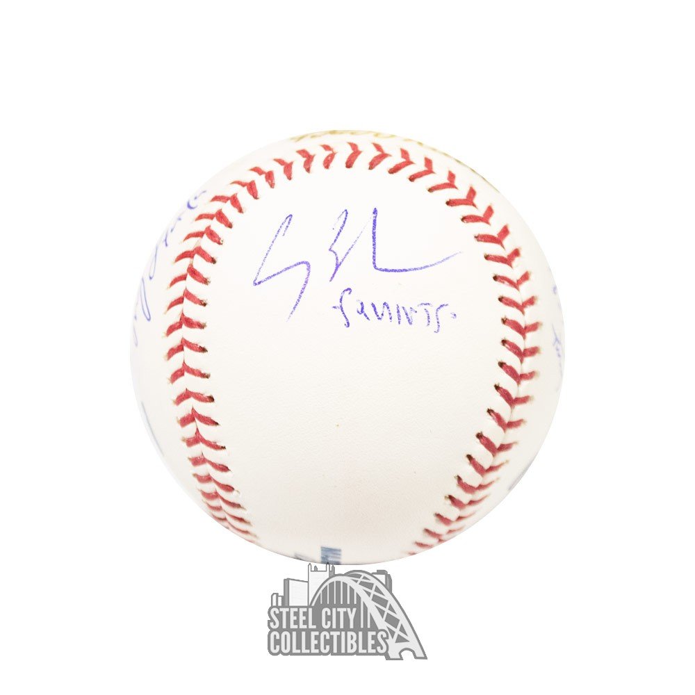 The Sandlot Cast Autographed Replica Babe Ruth Chewed Baseball - 6  Signatures - JSA
