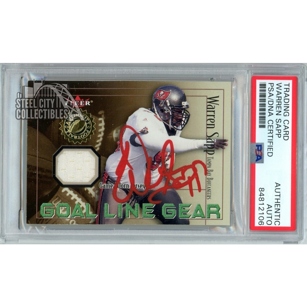 Warren Sapp 2001 Fleer Goal Line Gear Autograph Jersey Card PSA/DNA (Red)