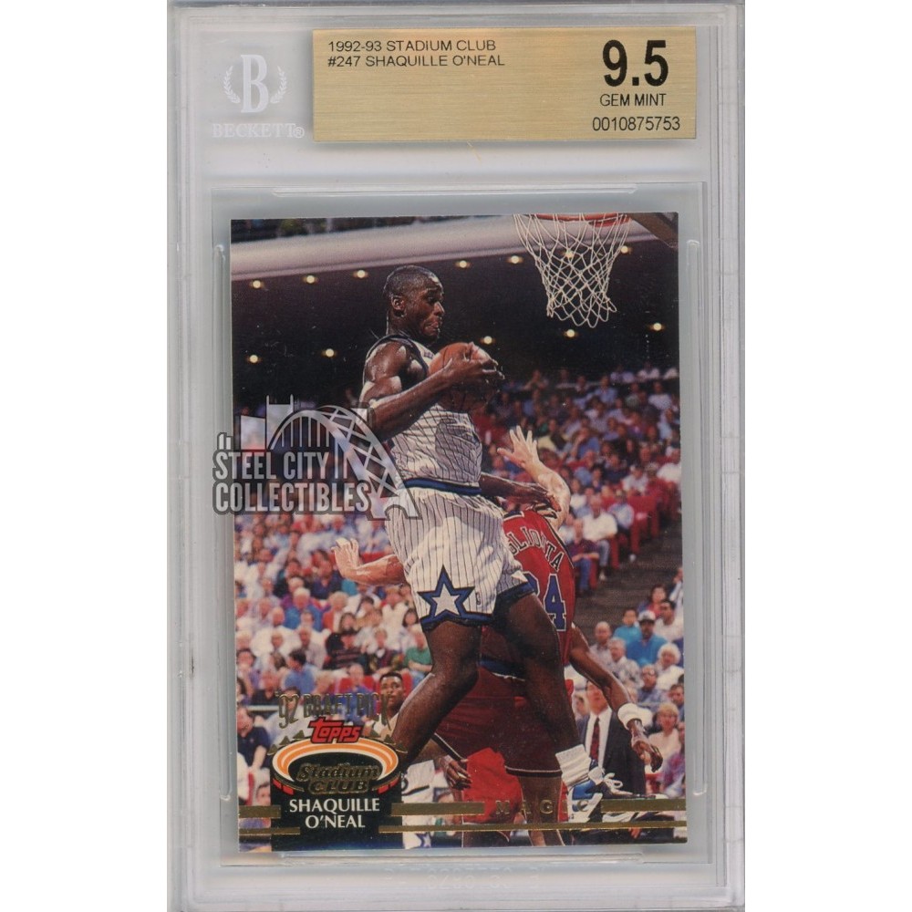 Shaquille O'Neal 1992-93 Topps Stadium Club Rookie Card #247 BGS 9.5 ...