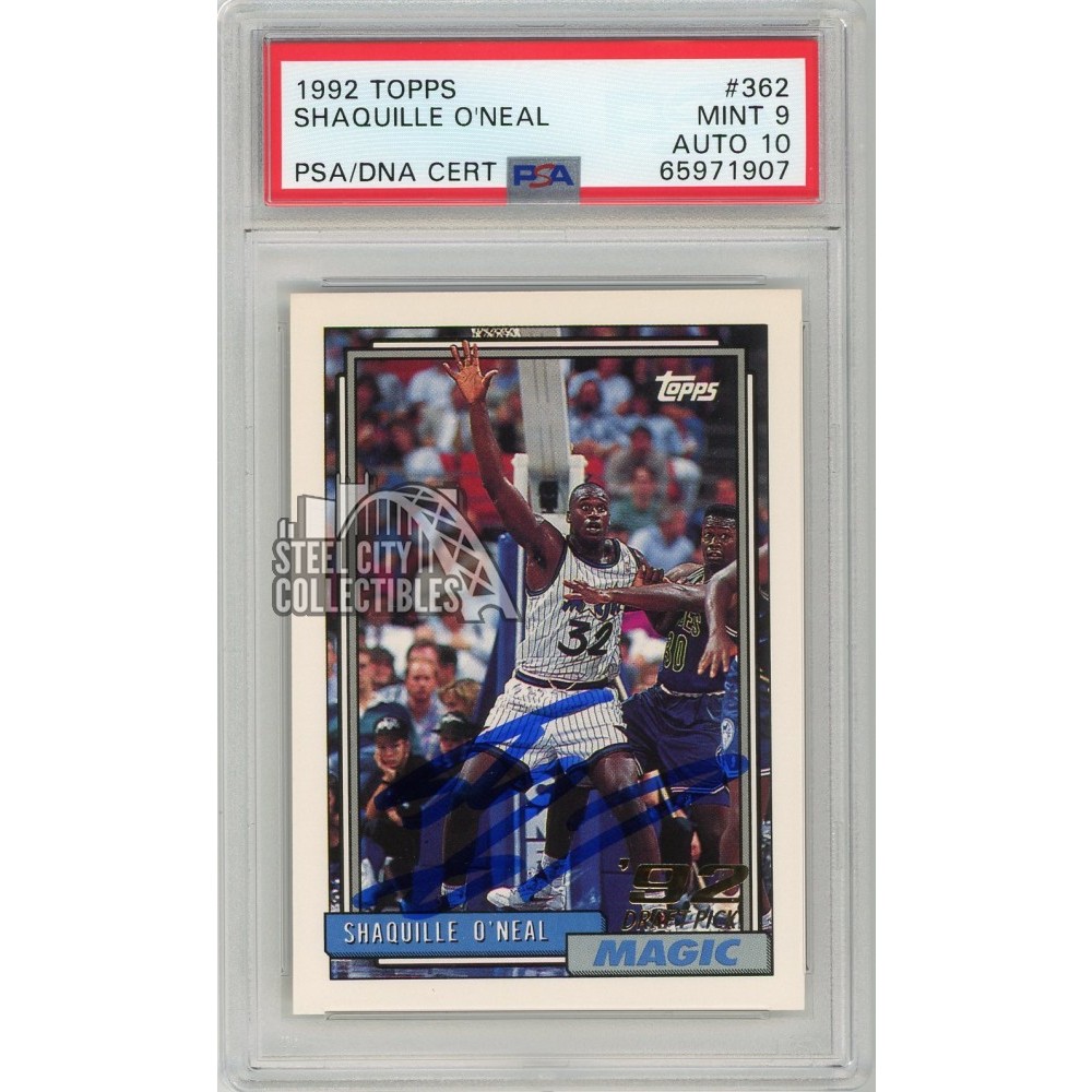 Shaquille O'Neal 1992-93 Topps Autograph Rookie Card #362 PSA 9 PSA/DNA ...