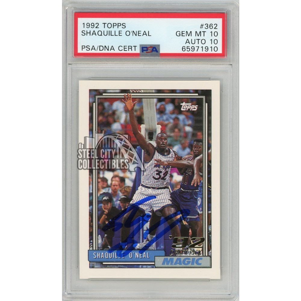 Shaquille O'neal 1992-93 Topps Autograph Rookie Card #362 Psa 10 Psa 