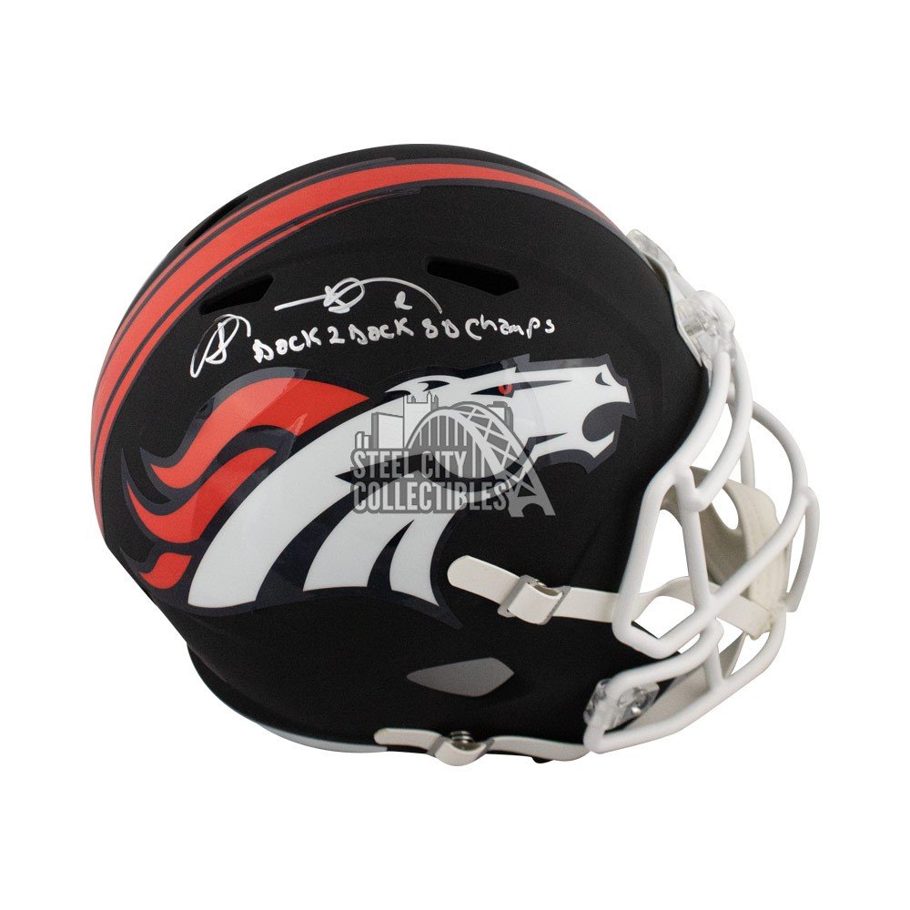 Shannon Sharpe Back to Back SB Champs Autographed Broncos Throwback F/S  Helmet BAS