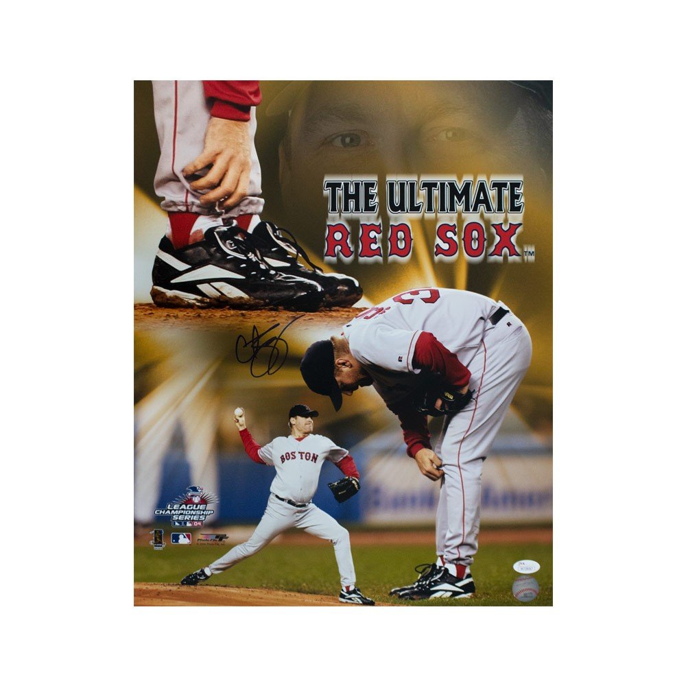 Curt Schilling Signed Red Sox Bloody Sock 16x20 Photo (JSA COA