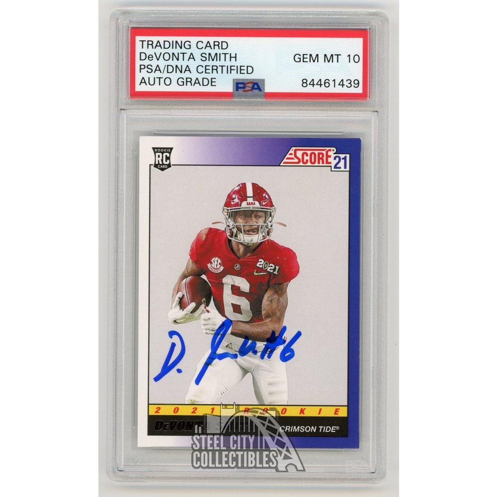 DeVonta Smith 2021 Score Autographed Rookie Card #TB4 - PSA/DNA 10