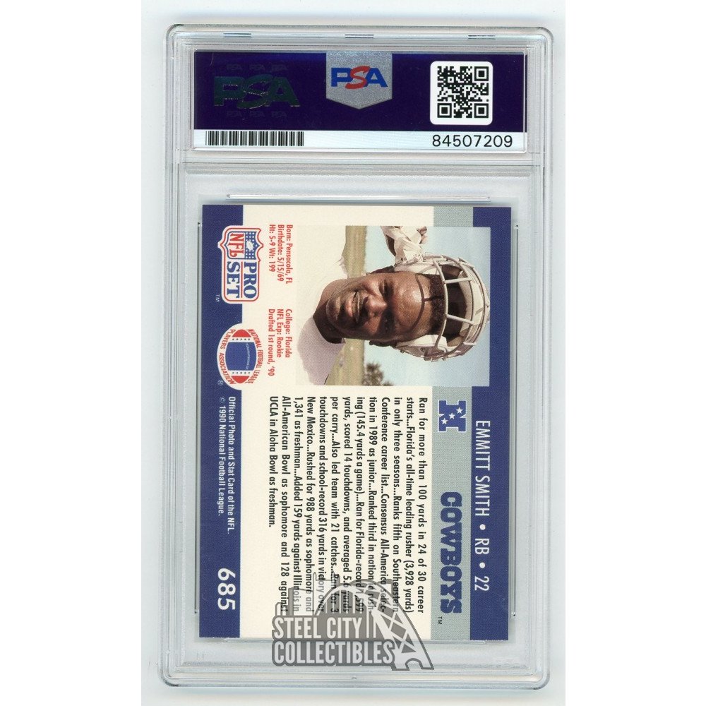 NFL 1990 Pro Set Emmitt Smith Rookie Graded Card 685 1990 Draft