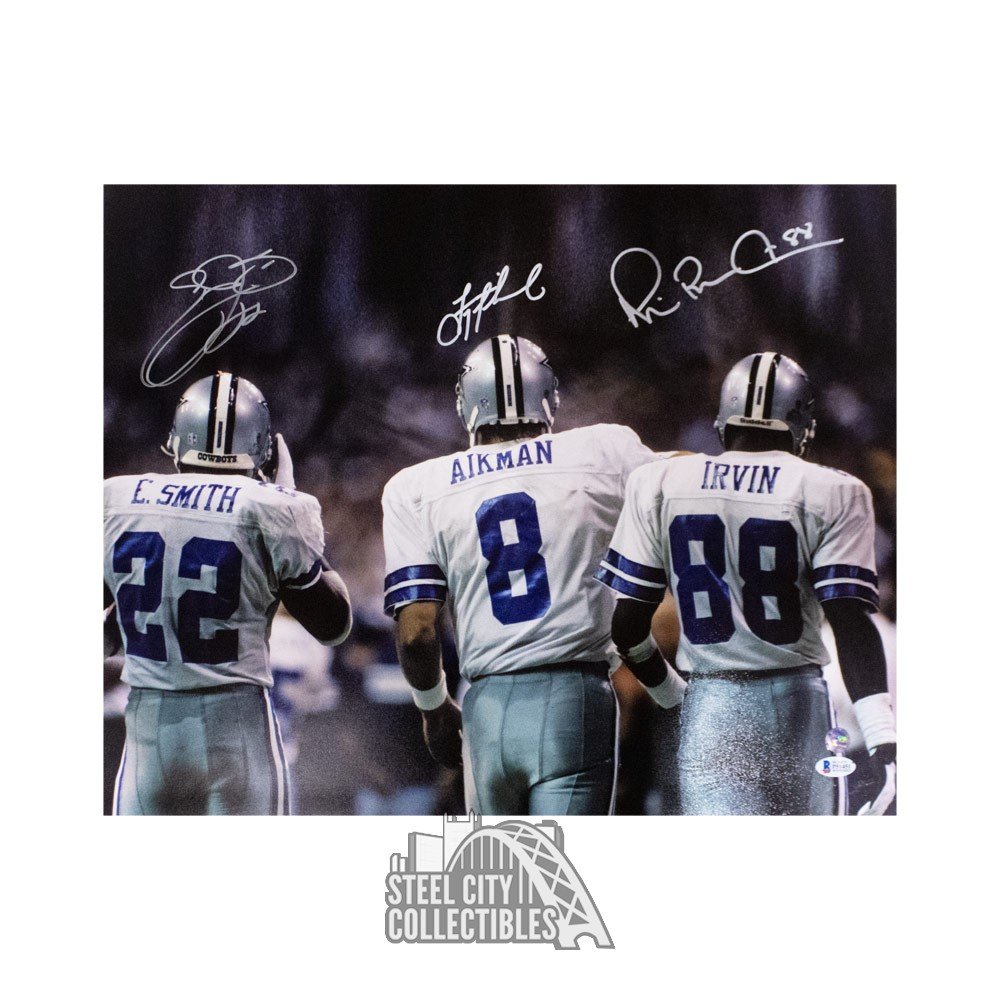 Troy Aikman, Emmitt Smith, and Michael Irvin Cowboys Signed Football –