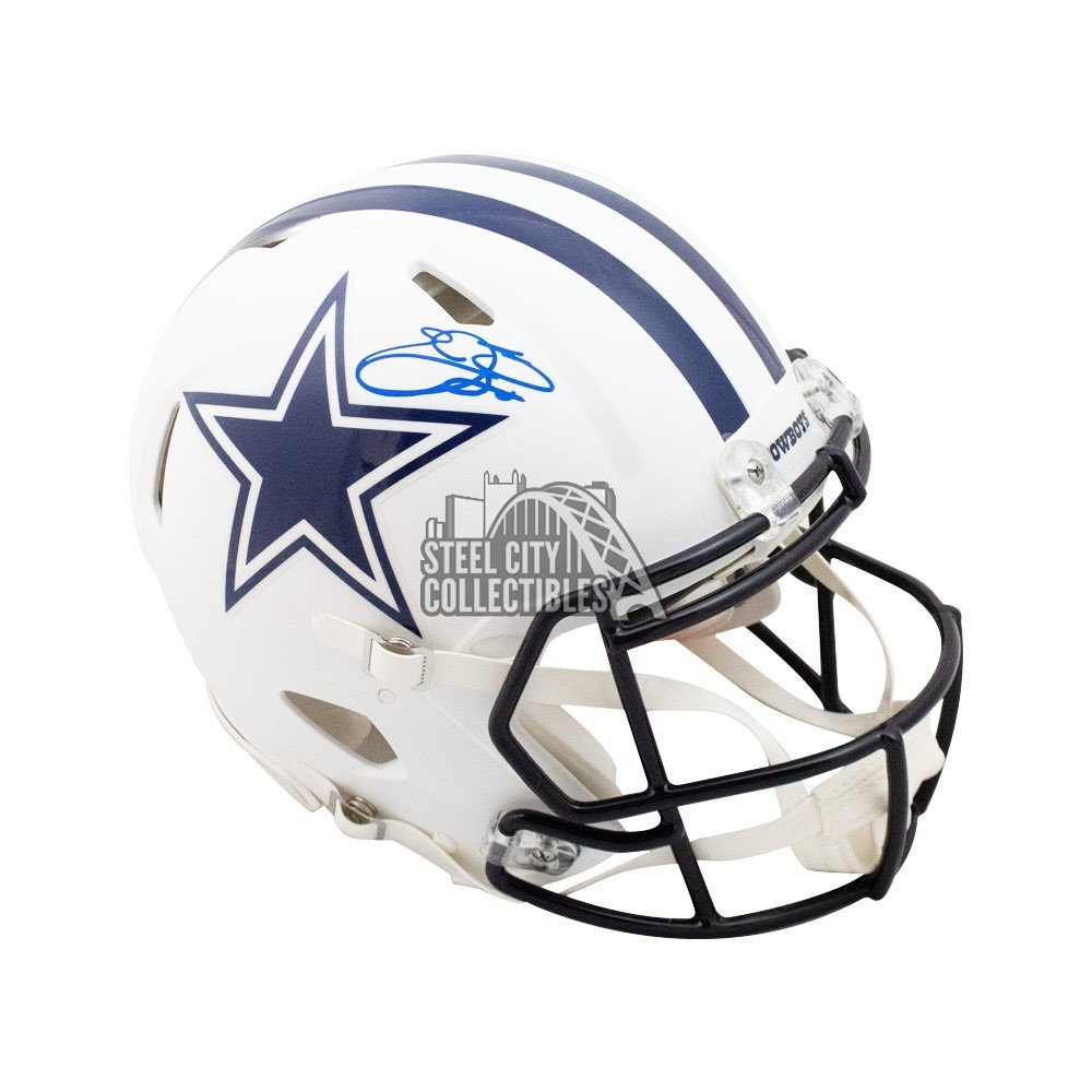 Emmitt Smith Autographed Cowboys Flat White Proline Full-Size Football  Helmet - BAS COA