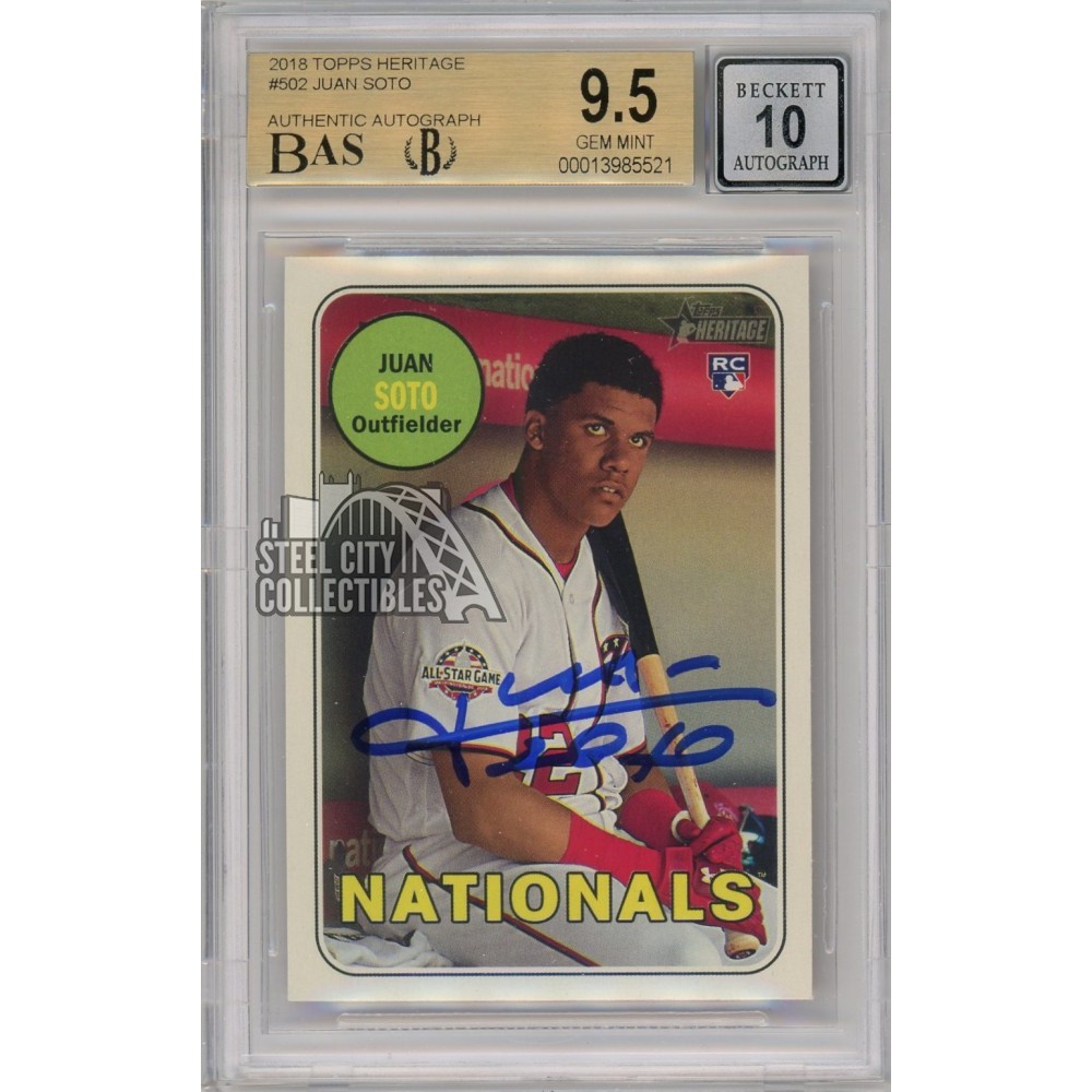 Juan Soto 2018 Topps Heritage Autograph Rookie Card #502 BGS 9.5 BAS 10