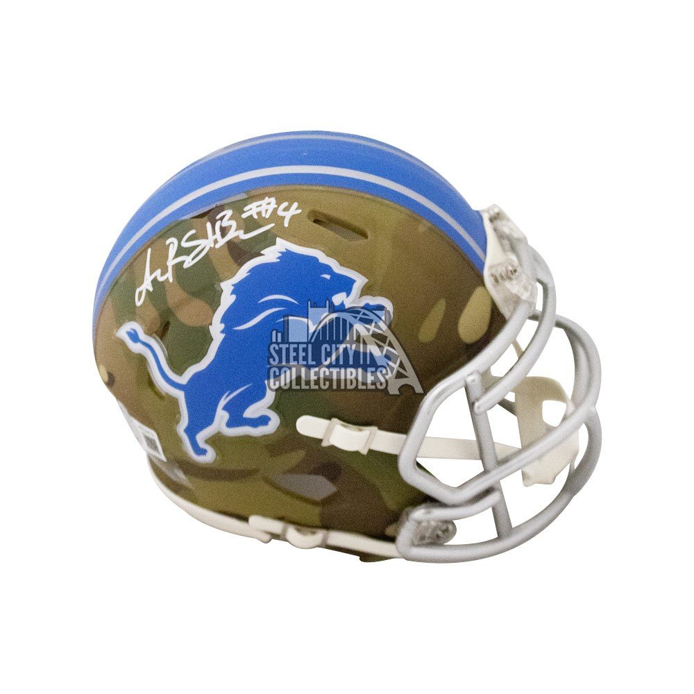 Amon-Ra St Brown Autographed Detroit Lions Camo Mini Football