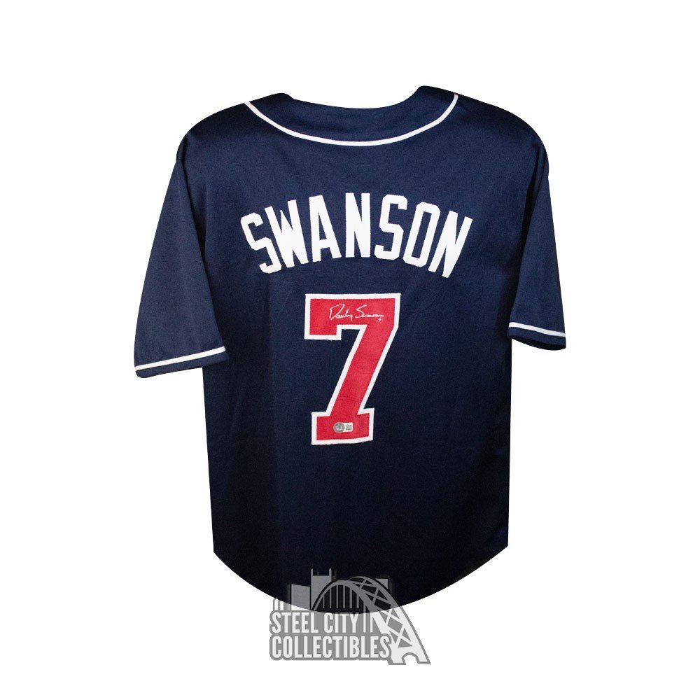 Dansby Swanson Atlanta Braves Youth Navy Backer Long Sleeve T-Shirt 