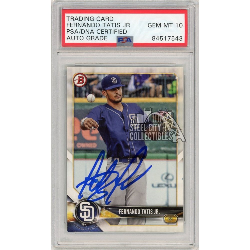 Fernando Tatis Jr 2018 Bowman Autographed Card #BP114 - PSA/DNA 10 ...