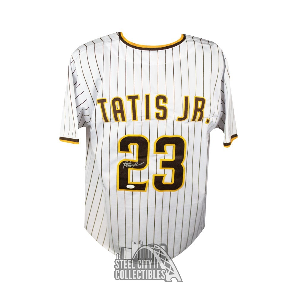 Fernando Tatis Jr Signed San Diego White Pinstripe Baseball Jersey (JSA)