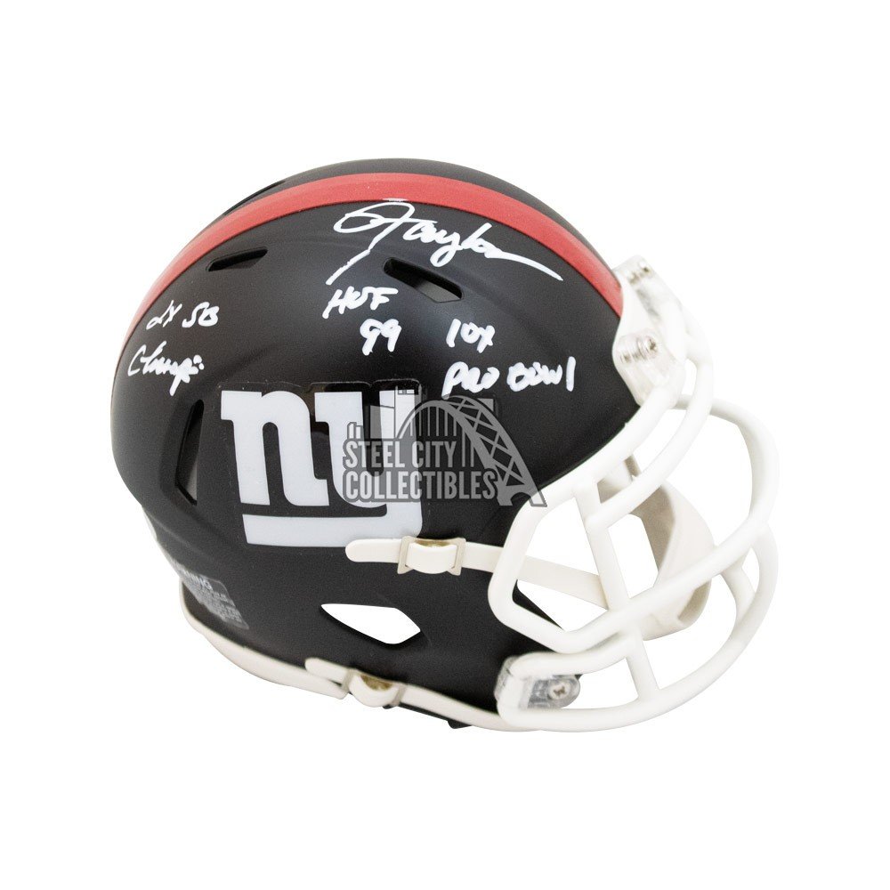 Lawrence Taylor Autographed Giants Flat Black Mini Football Helmet -  PSA/DNA COA (3 Inscriptions)