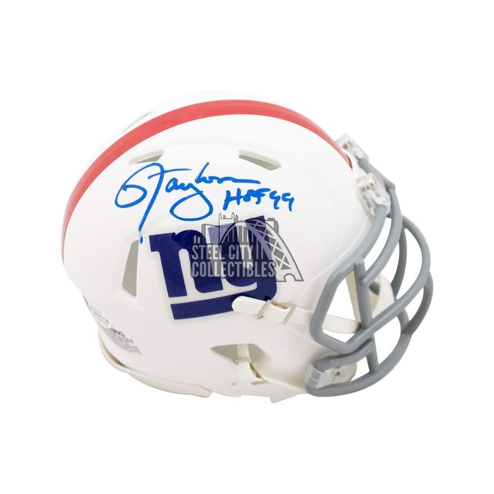 Lawrence Taylor HOF Autographed Giants Flat White Replica Full-Size  Football Helmet - BAS COA