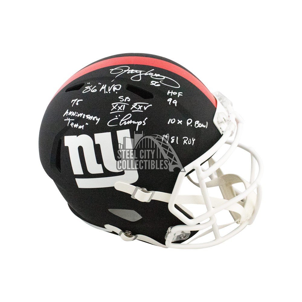 Lawrence Taylor Autographed Giants Black Matte Full-Size Helmet BAS (6  Inscrips)