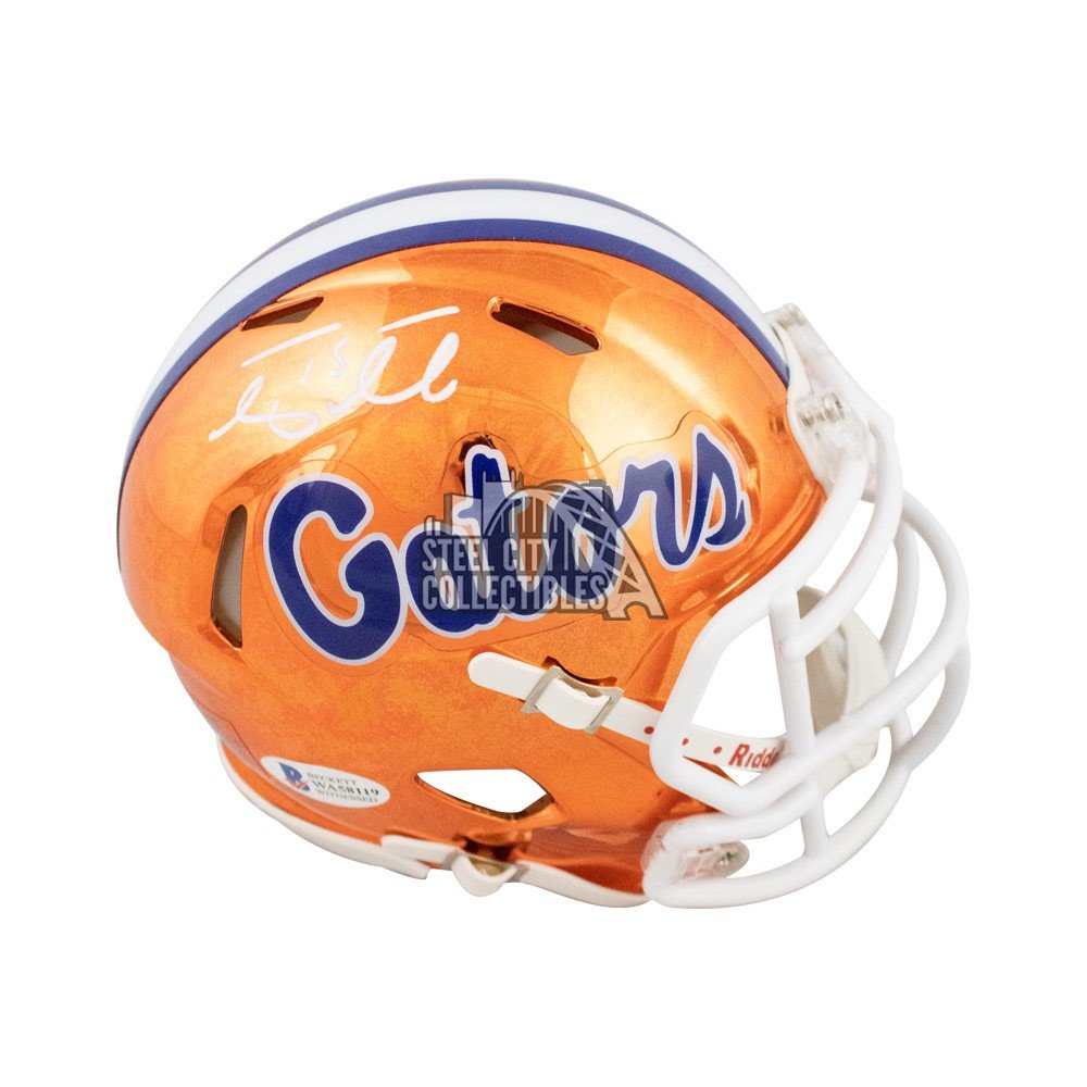 Tim Tebow Autographed Florida Gators Chrome Mini Football Helmet - BAS COA