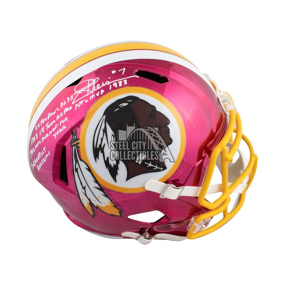 Joe Theismann Autographed Redskins Chrome Full-Size Football Helmet JSA 5  Inscriptions