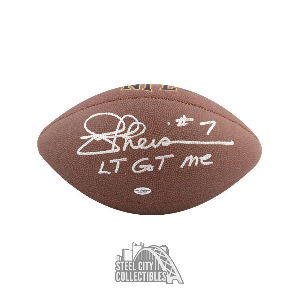 Joe Theismann 'LT Got Me' Autographed Football - Leaf COA