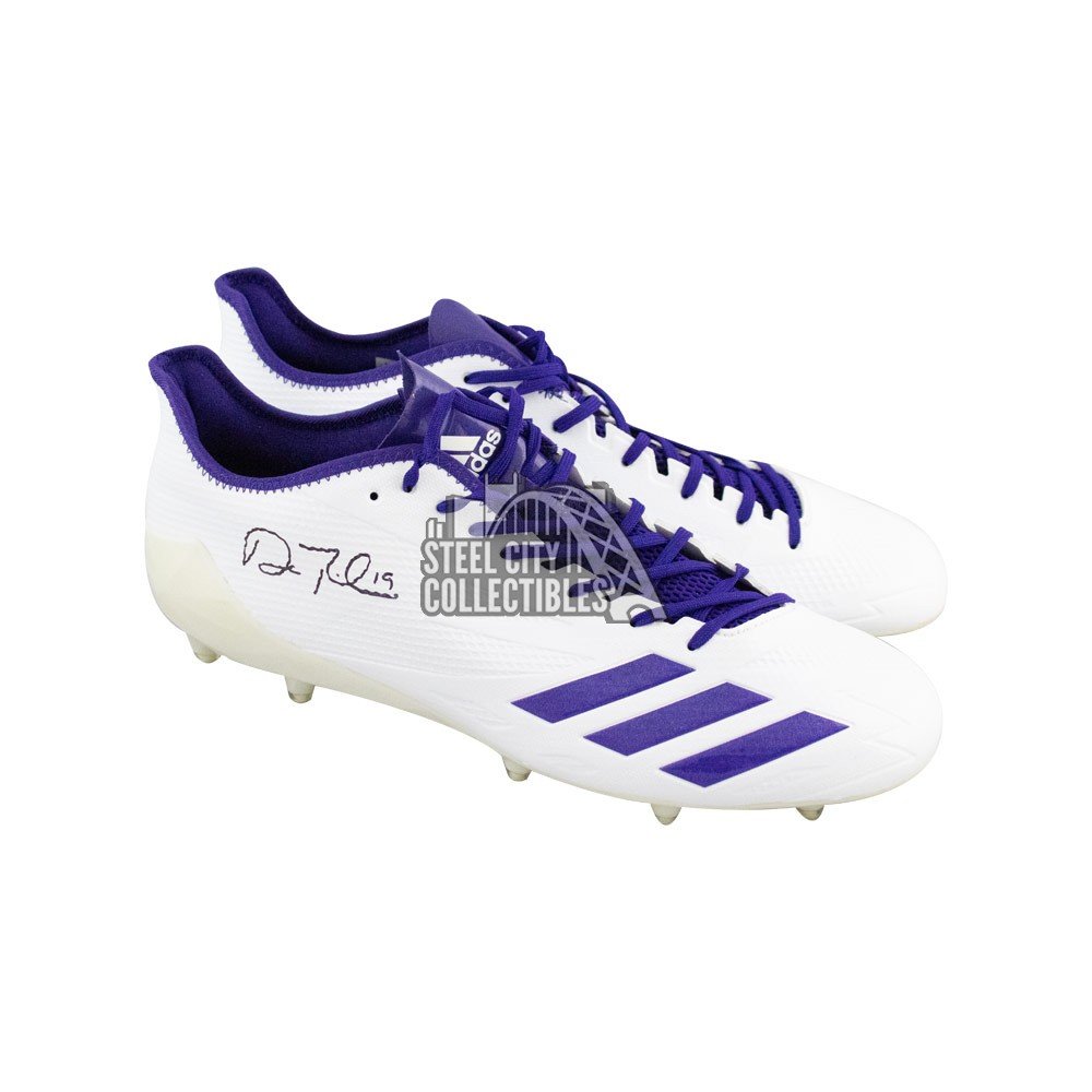 purple and white adidas football cleats
