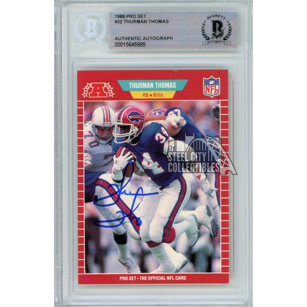 Thurman Thomas 1989 Pro Set Autograph Rookie Card 32 Bas Steel City