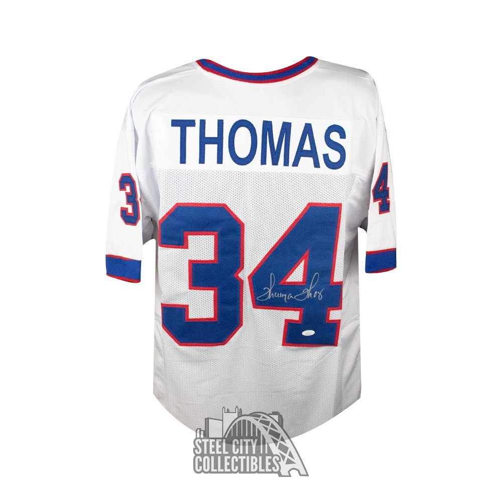 Thurman Thomas Autographed and Framed White Bills Jersey Auto JSA COA