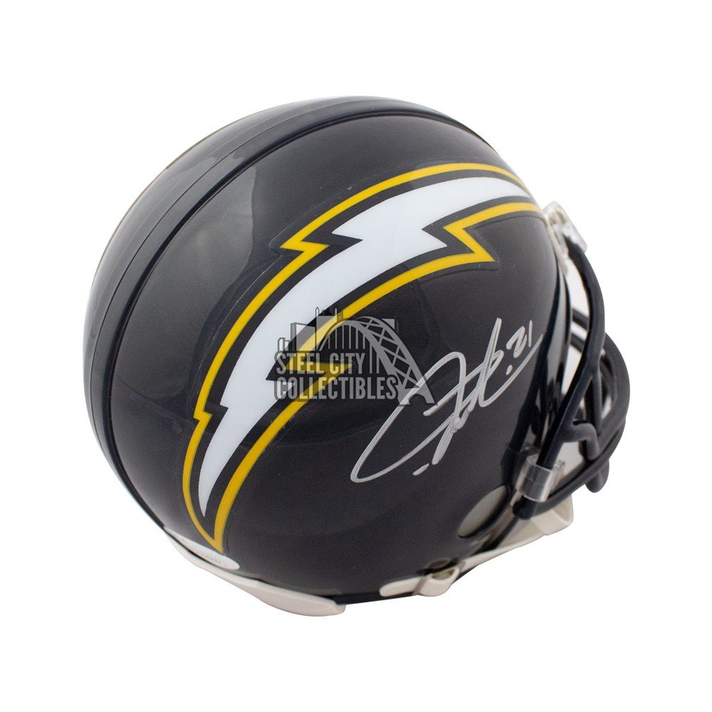 LaDAINIAN TOMLINSON signed/auto'd SAN DIEGO CHARGERS VSR4 Mini Helmet  w/HOF--JSA