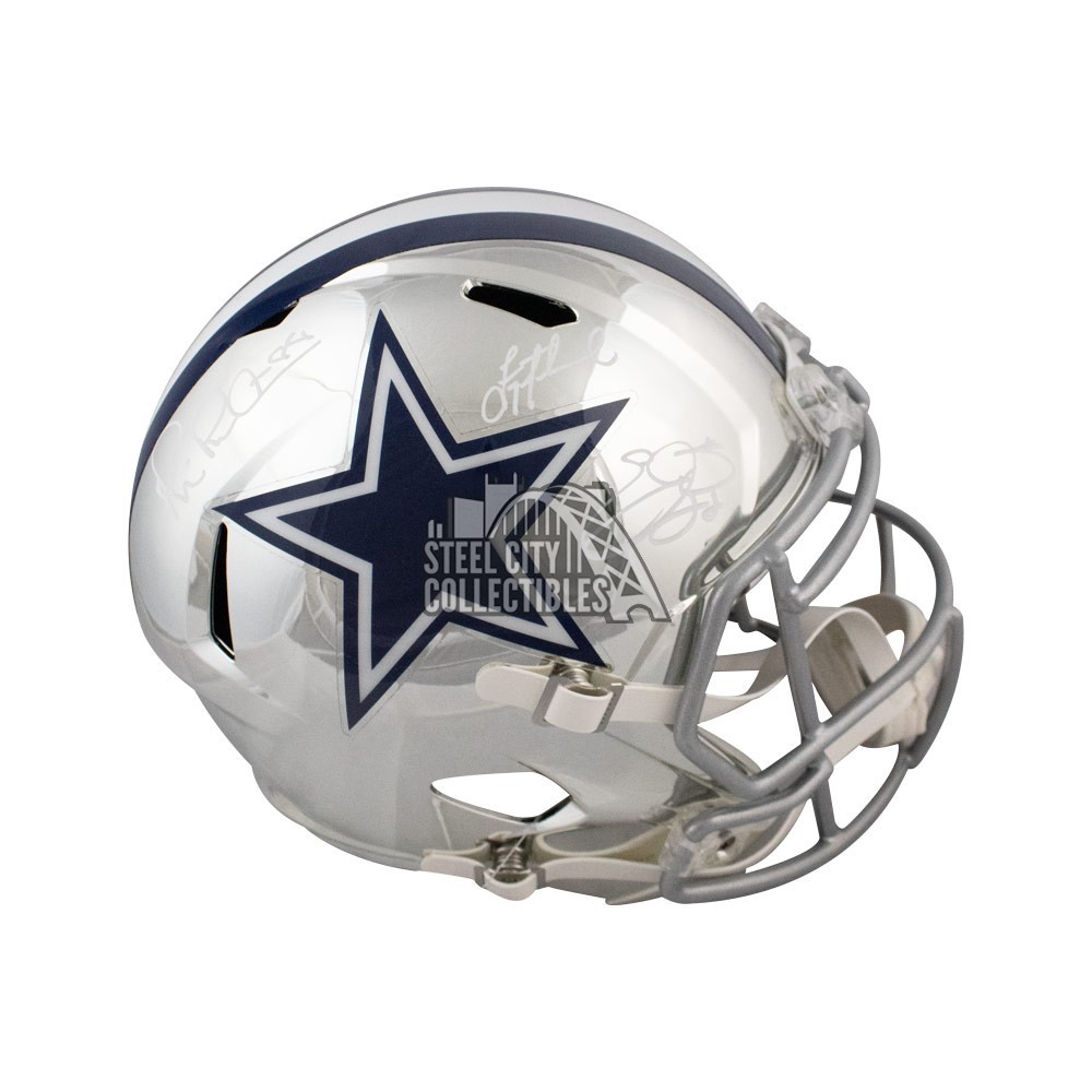 Dallas Cowboy Triplets Autographed Chrome Full-Size Football Helmet - BAS  LOA