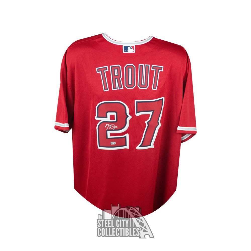 Mike Trout Autographed Los Angeles Angels Red Nike Baseball Jersey