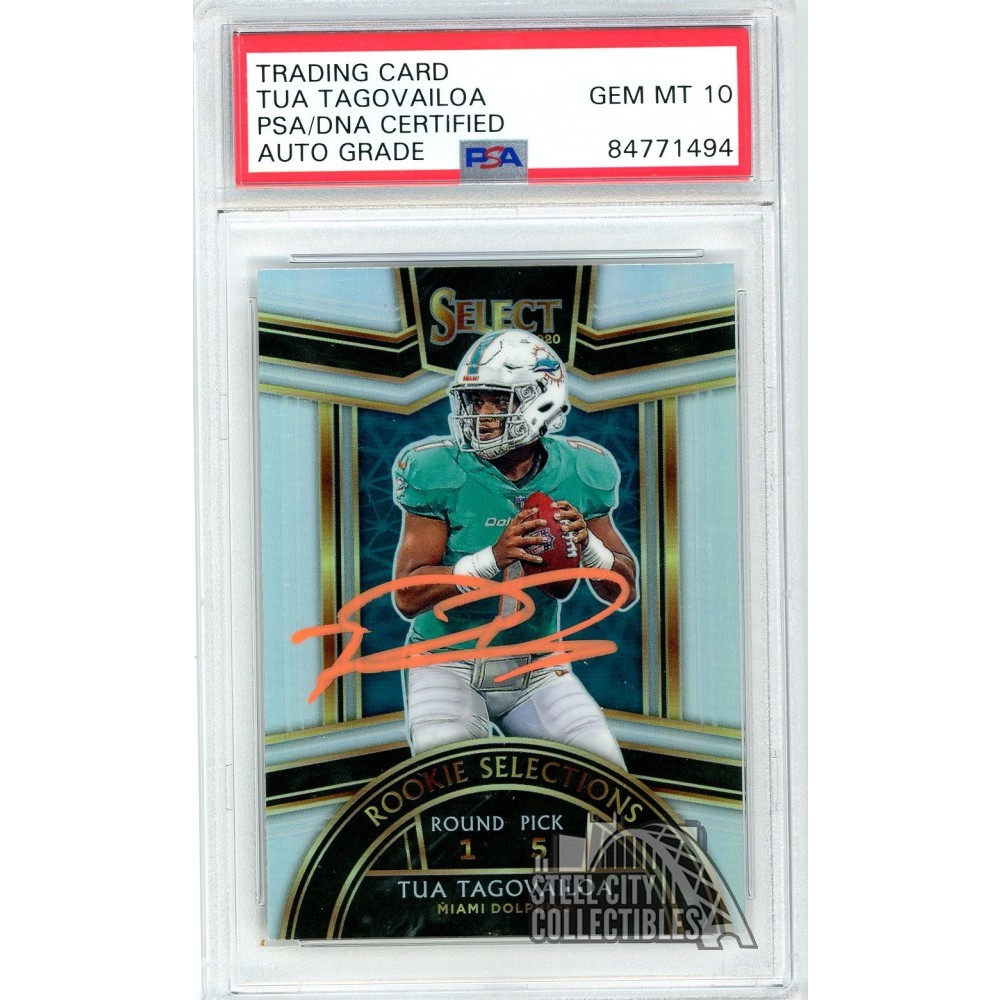 Tua Tagovailoa 2020 Panini Select Rookie Selections Silver Autograph Rookie  Card #RS-3 PSA/DNA 10 (Orange)