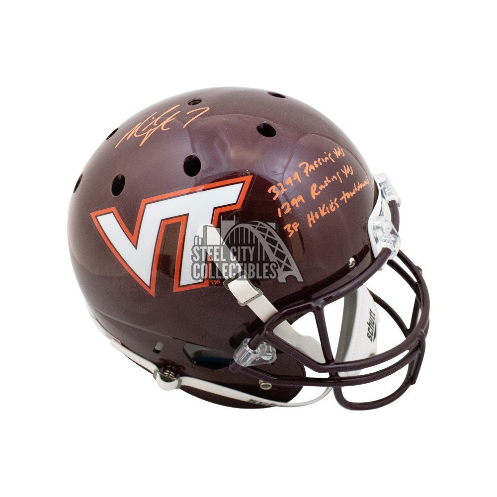 Michael Vick 3 Inscription Autographed Virginia Tech Full-Size Football  Helmet - JSA COA