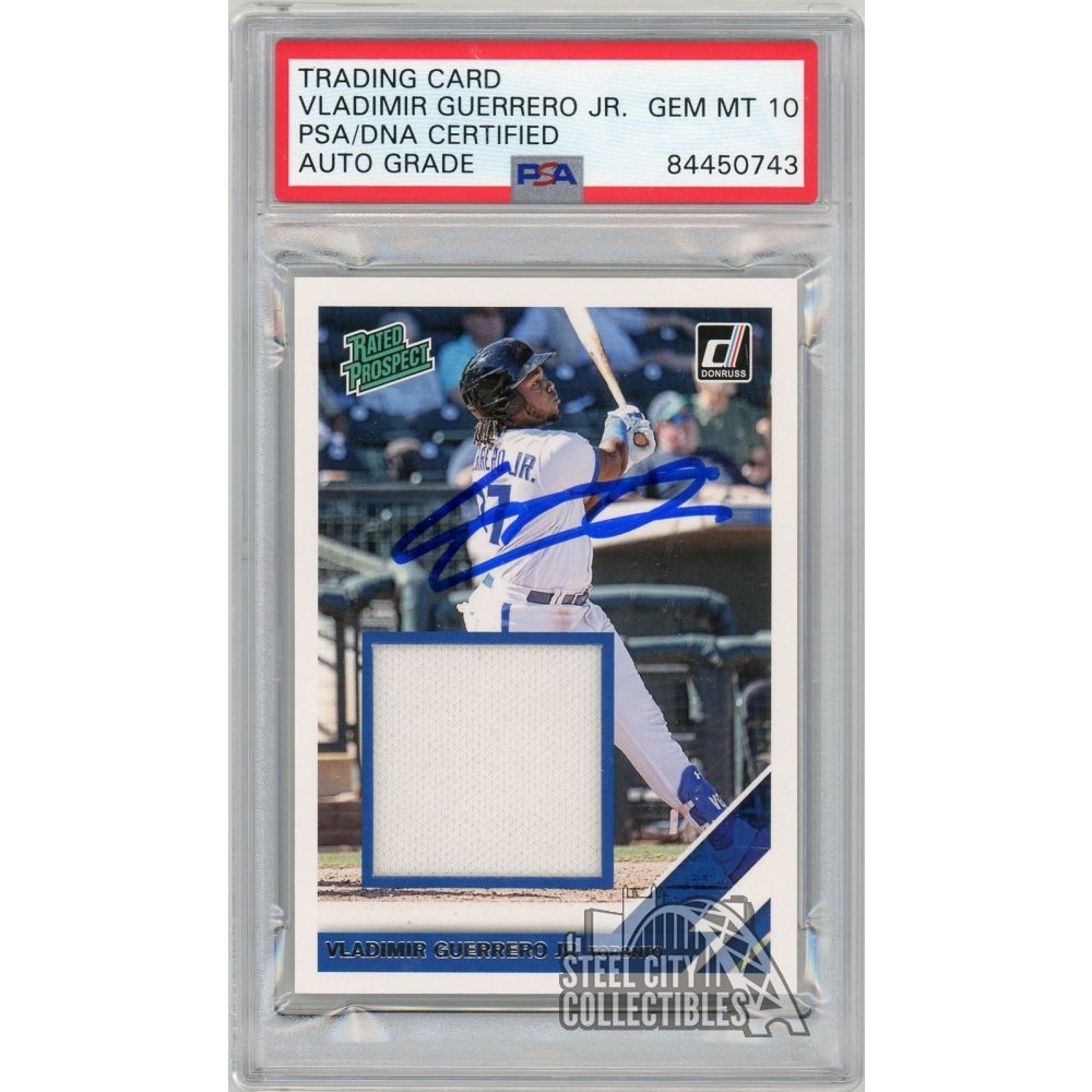 Vladimir Guerrero Jr 2019 Panini Donruss Prospect Autographed Jersey Card  #RPM-VG - PSA/DNA 10