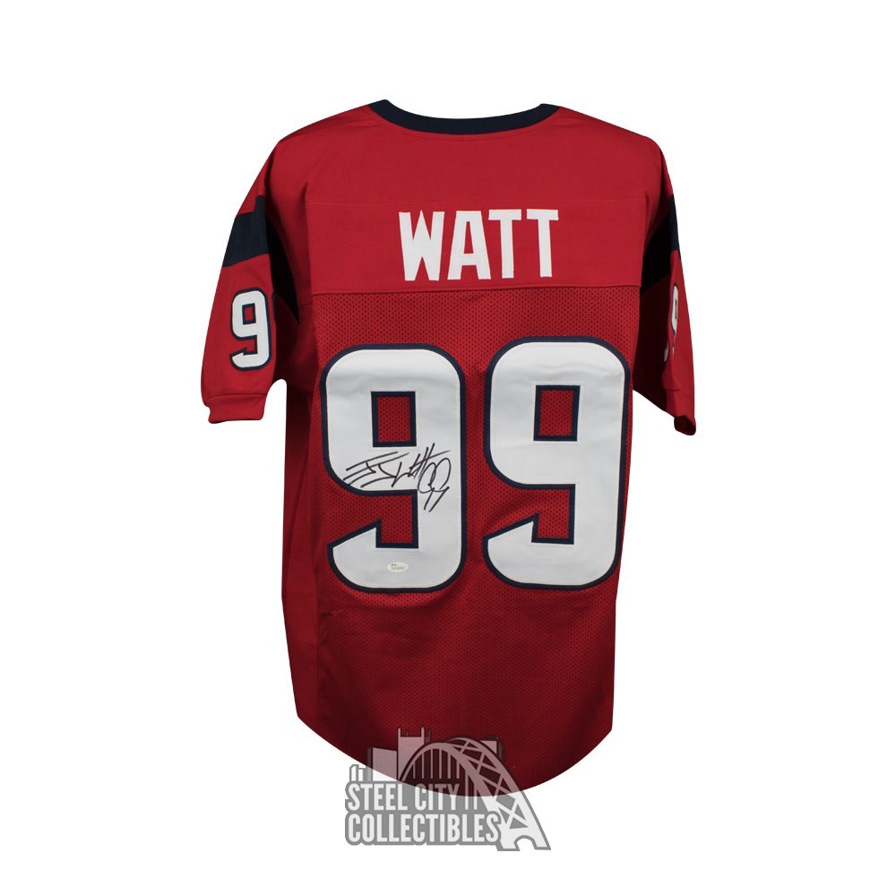 J.J. Watt Autographed Houston Red Custom Football Jersey - JSA COA