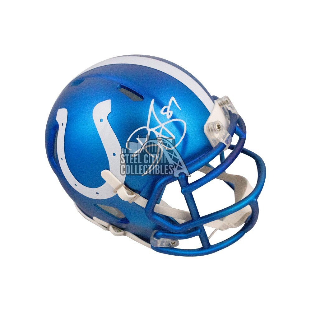 Reggie Wayne Autographed Indianapolis Colts Blaze Mini Helmet - BAS COA