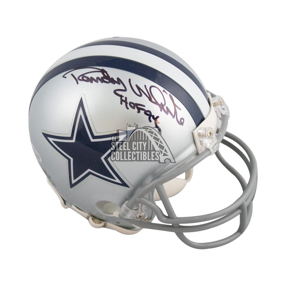 Randy White HOF 94 Autographed Dallas Cowboys Mini Football Helmet - BAS  COA (Left Side)