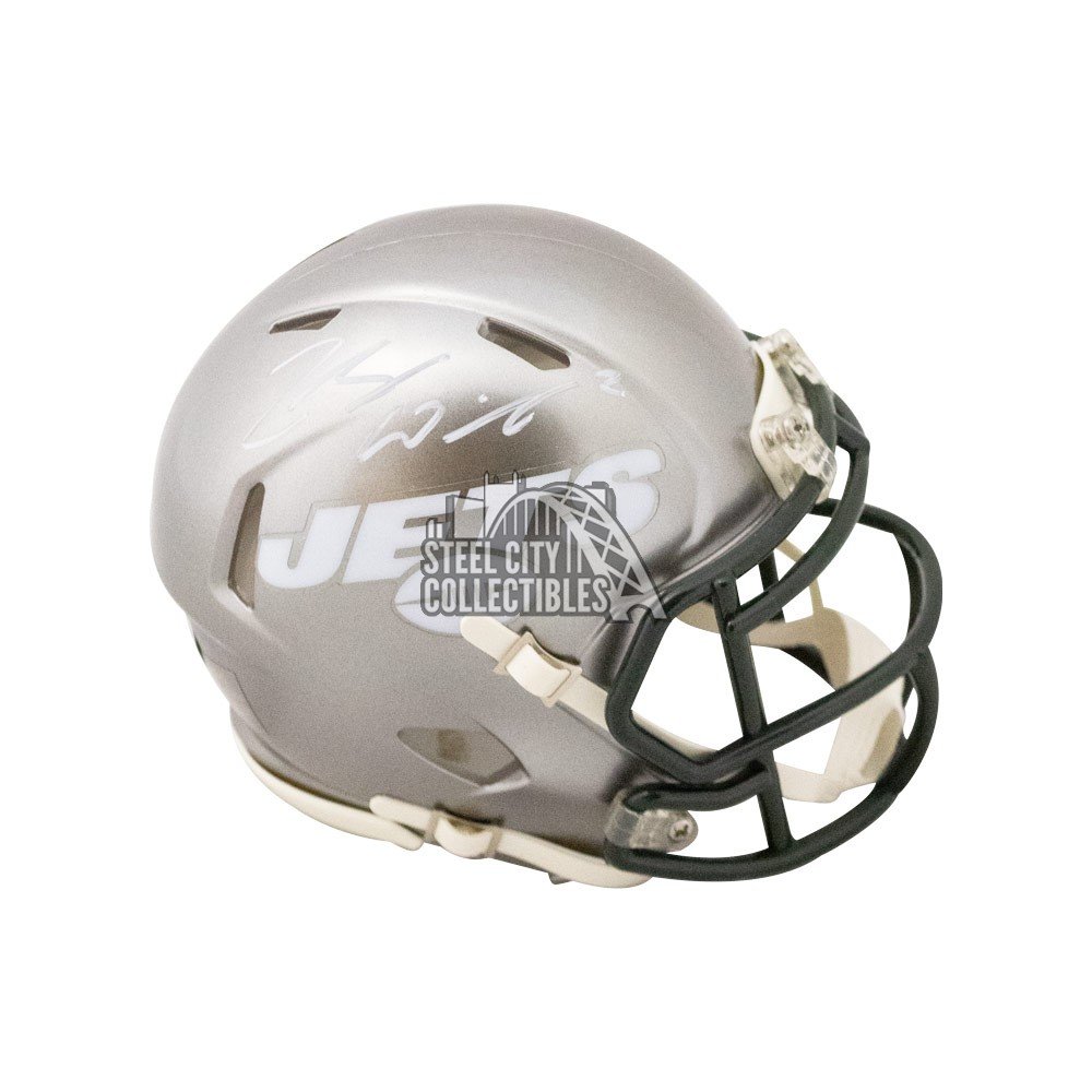 Shop Zach Wilson New York Jets Signed Lunar Eclipse White Full Size Replica  Speed Helmet