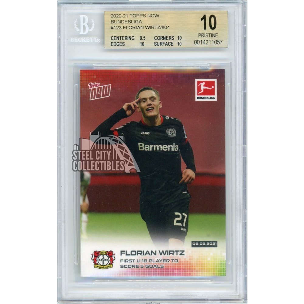 Florian Wirtz 2020-21 Topps Now Bundesliga Card #123 - BGS 10 Pristine