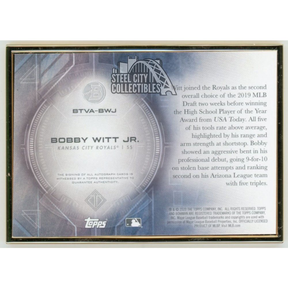 Bobby Witt Jr 2020 Bowman Transcendent Rookie Autograph Card Emerald 4/5