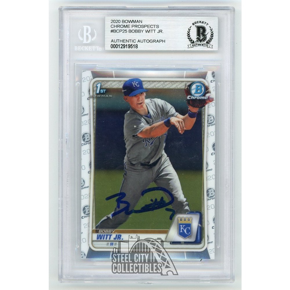 Bobby Witt Jr 2020 Bowman Chrome Prospects Autographed Card #BCP25 - BAS 10